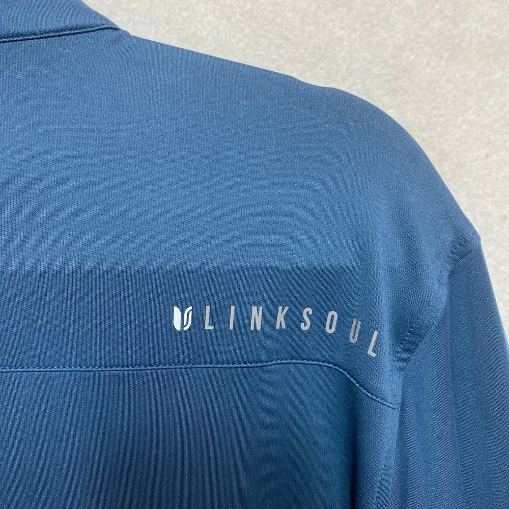 Linksoul LS4156 Pullover Mens Medium Blue Quarter Zip Long Sleeve Performance